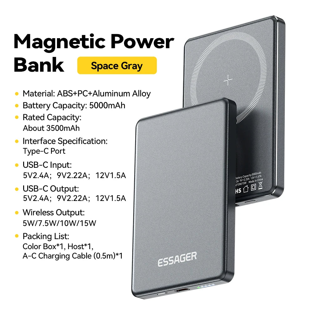 Carga tu iPhone en 15 min con esta bateria portátil magnética de 5000mAh
