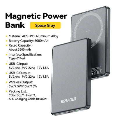 Carga tu iPhone en 15 min con esta bateria portátil magnética de 5000mAh