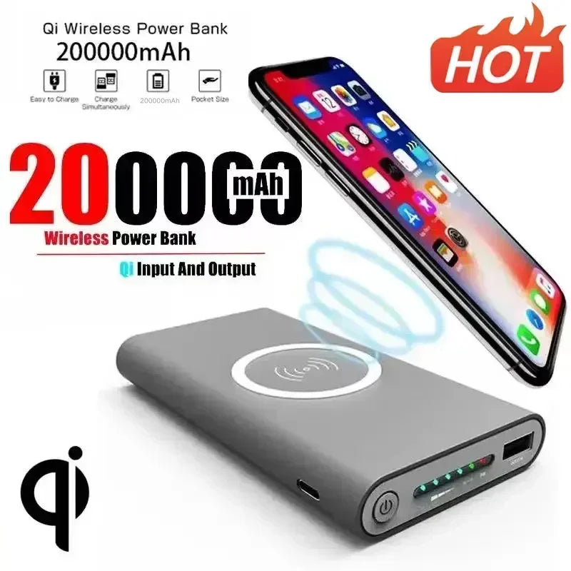 20000mah Power Bank Two-way Wireless Super Fast Charge Powerbank Ultra-Large Capacity External Battery For Iphone Samsung Xiaomi